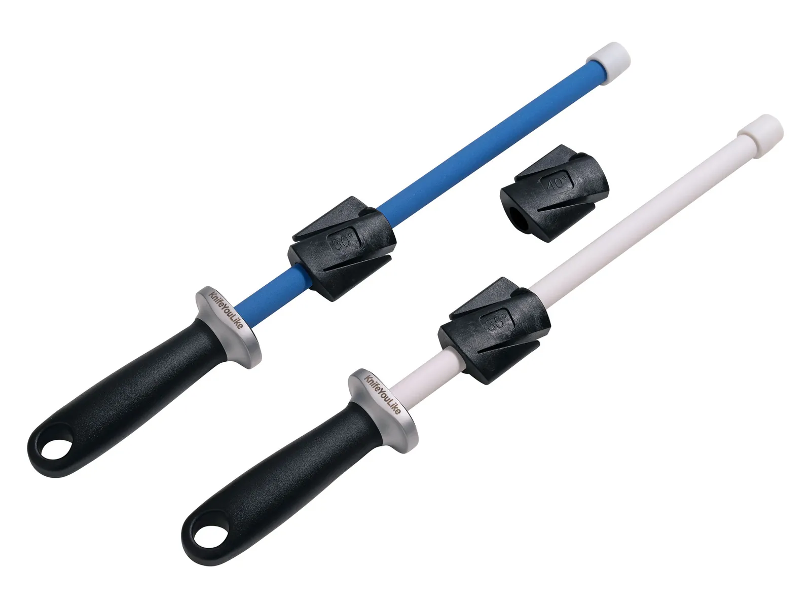 Guided Rods knife sharpening system for flexible blades